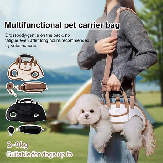 🐱🐶 2-in-1 Portable Pet Carrier/Sling/Tote | Breathable Blended Fabric, Padded Sponge Shoulder Strap🔄