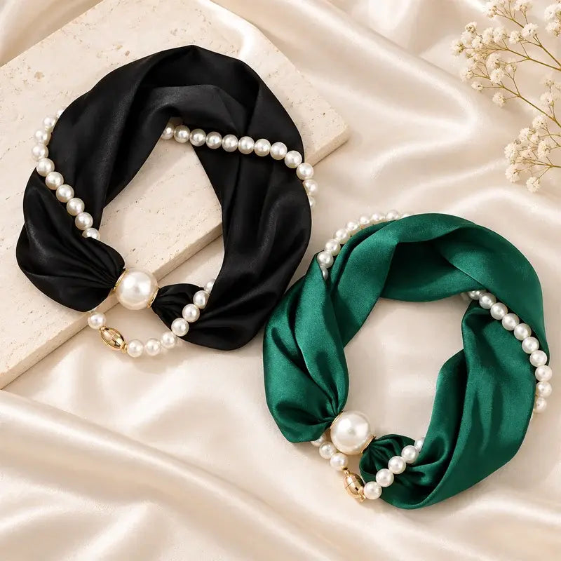 ✨ 50% Off Now 💎 Magnetic Clasp Pearl Scarf Necklace — Easy to Wear & Elegant 🧣
