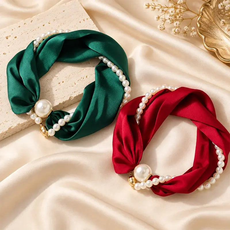 ✨ 50% Off Now 💎 Magnetic Clasp Pearl Scarf Necklace — Easy to Wear & Elegant 🧣
