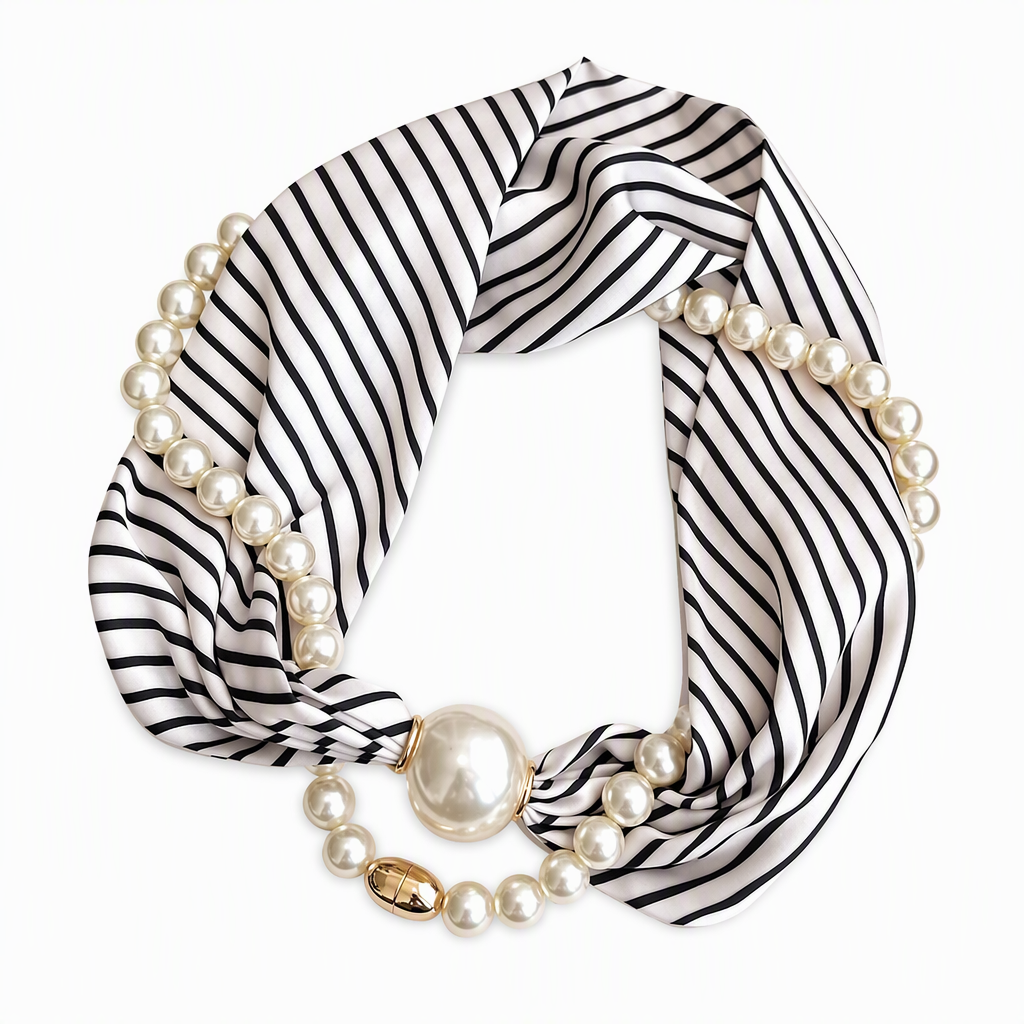 ✨ 50% Off Now 💎 Magnetic Clasp Pearl Scarf Necklace — Easy to Wear & Elegant 🧣