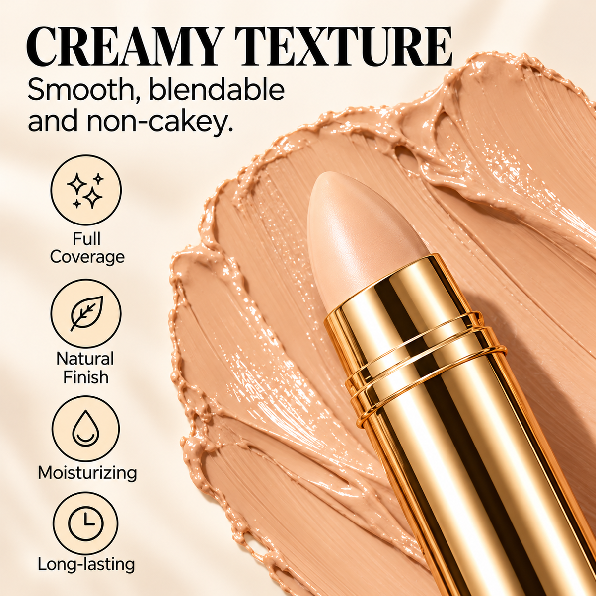 Natural Seamless Concealer Stick – 3-In-1 Conceal, Brighten & Sculpt