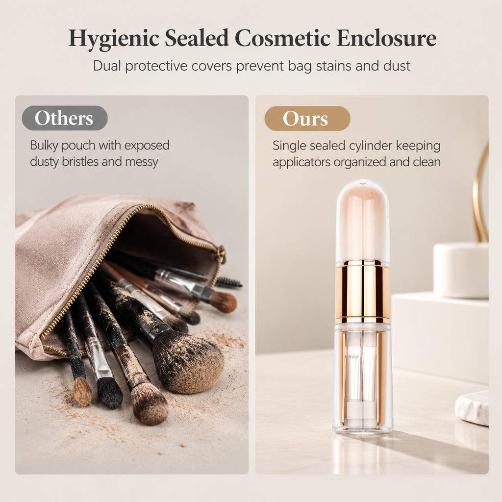 💄 50% Off Now ✨ Portable Retractable Makeup Brush Set — 5-in-1 Travel Capsule 🧳