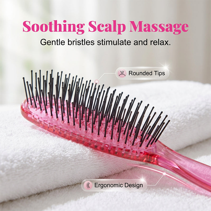 Detangle Knots Instantly! Gentle Portable Scalp Massage Hairbrush