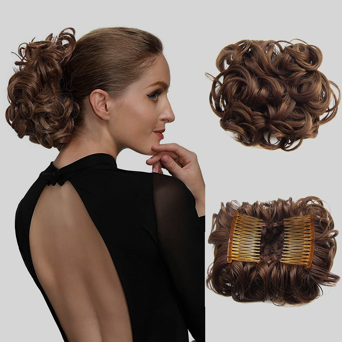 Short Messy Curly Hair Bun Extension