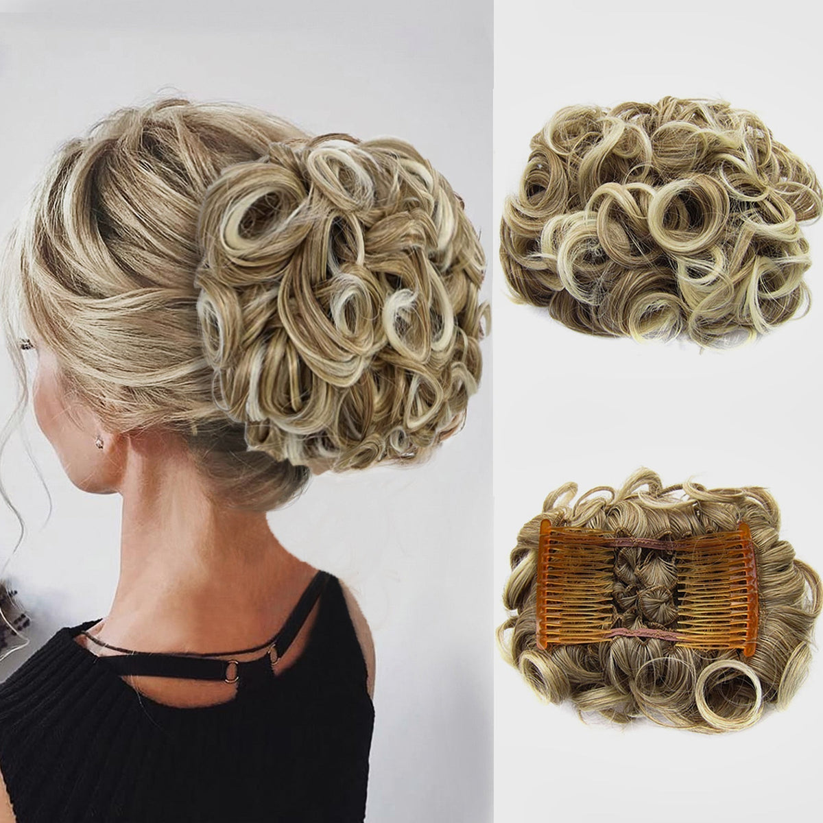 Short Messy Curly Hair Bun Extension
