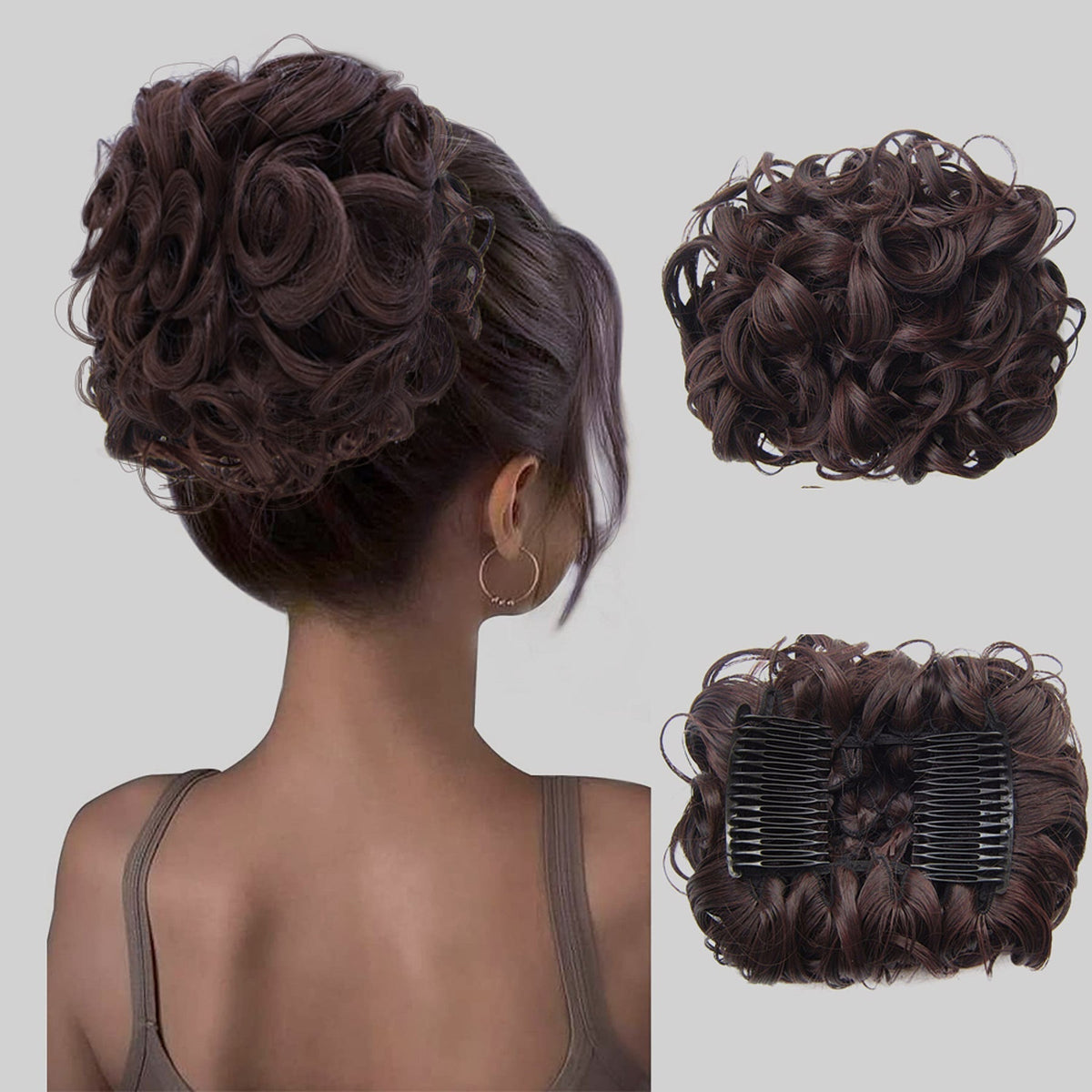 Short Messy Curly Hair Bun Extension