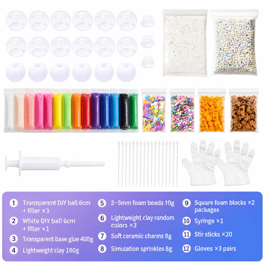 📢📢50% OFF !! ⏰DIY Clay Squeeze Ball Craft Kit Slow Stress Relief Handmade Toy Set for Kids