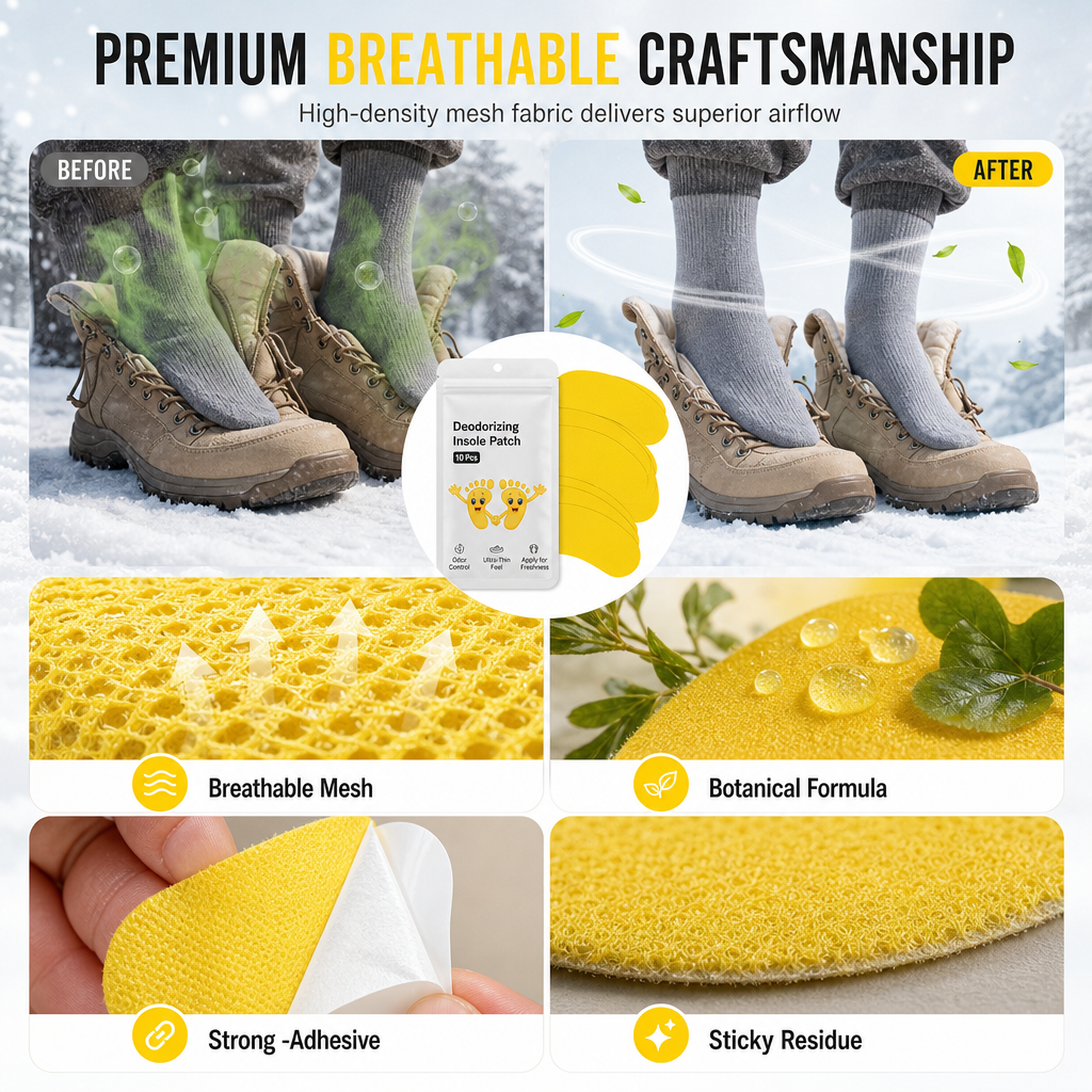 Lemon Scented Shoe Deodorizer Patches Odor Eliminating Stickers for Sneakers and Insoles 10 Pieces