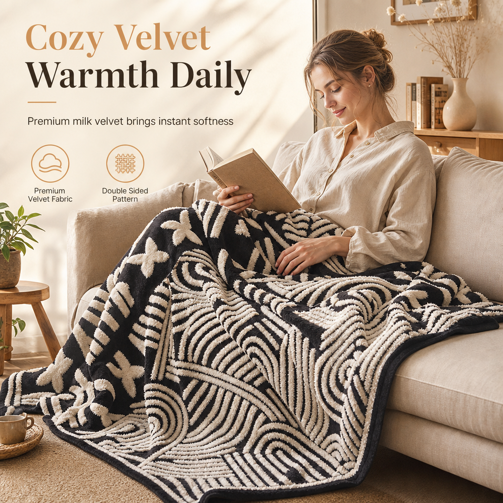 Geometric Striped Sofa Throw Blanket