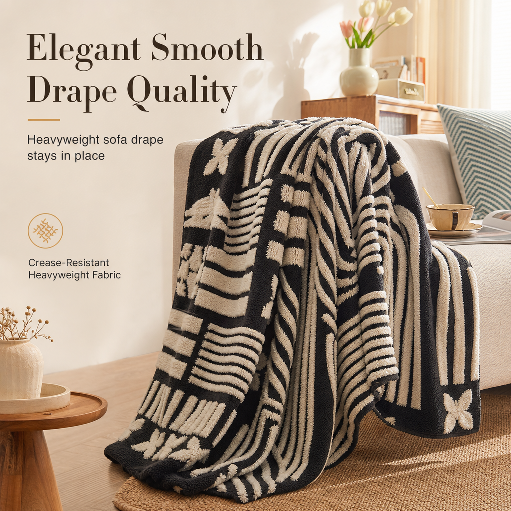 Geometric Striped Sofa Throw Blanket