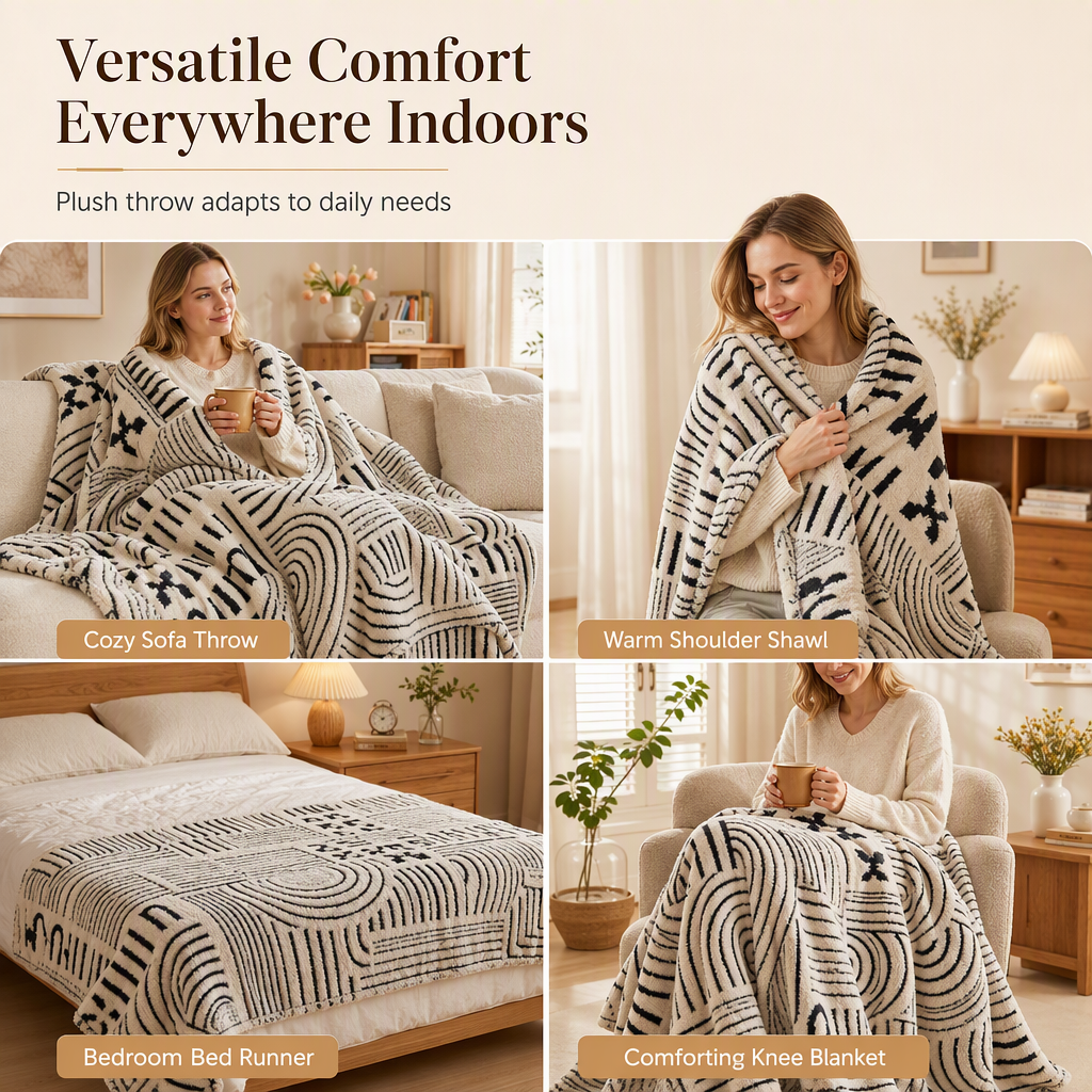 Geometric Striped Sofa Throw Blanket