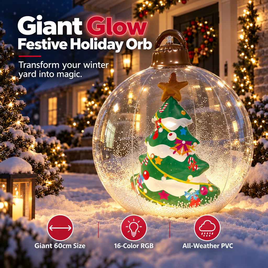 Inflatable Christmas Ball with Colorful LED Lights