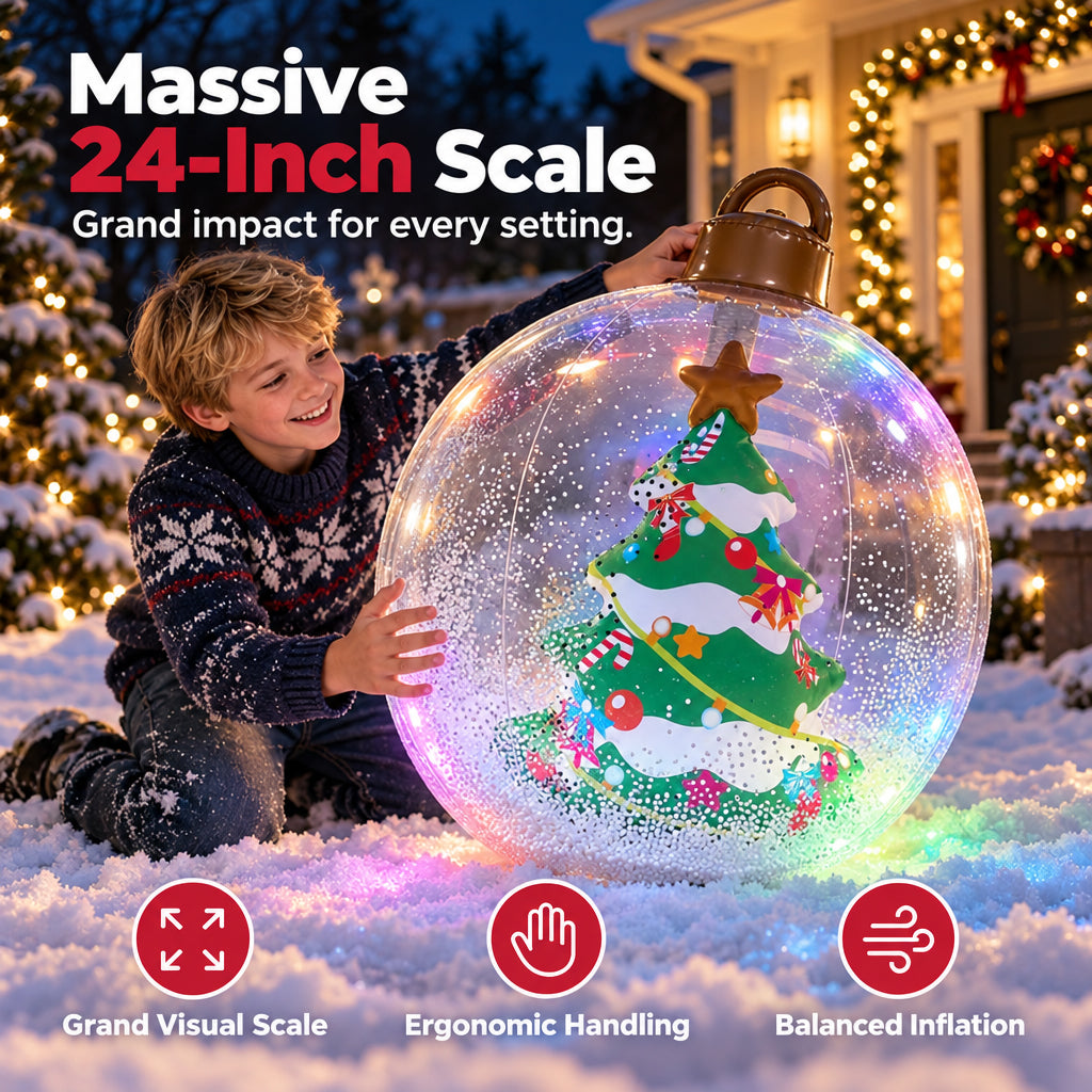 Inflatable Christmas Ball with Colorful LED Lights