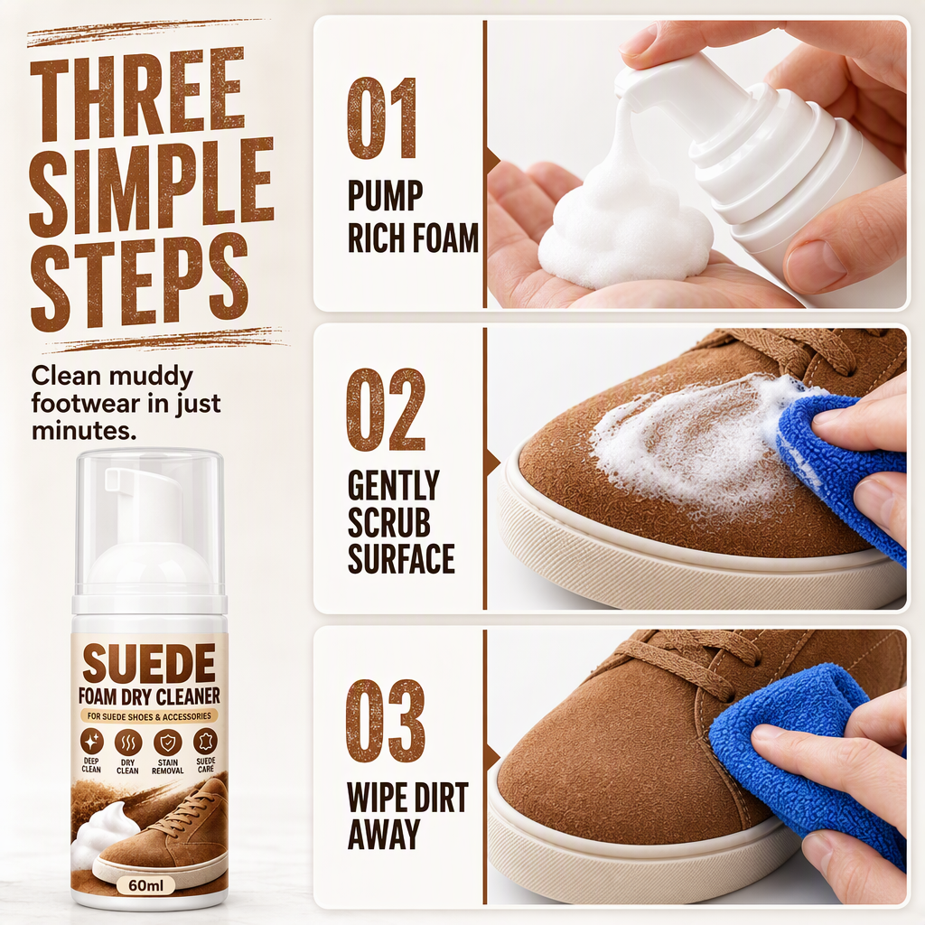 Suede and Nubuck Foam Dry Cleaner with Towel