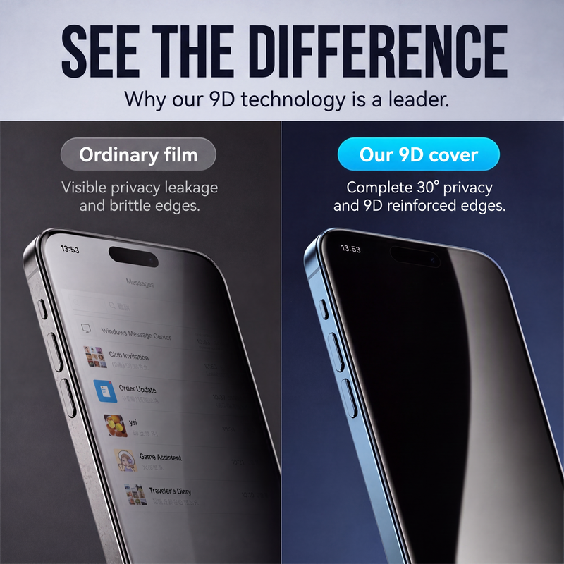 🔥50% OFF!!📢📱 Privacy Tempered Glass Screen Protector – Automatic Dust Removal & Anti-Peep Protection ✨