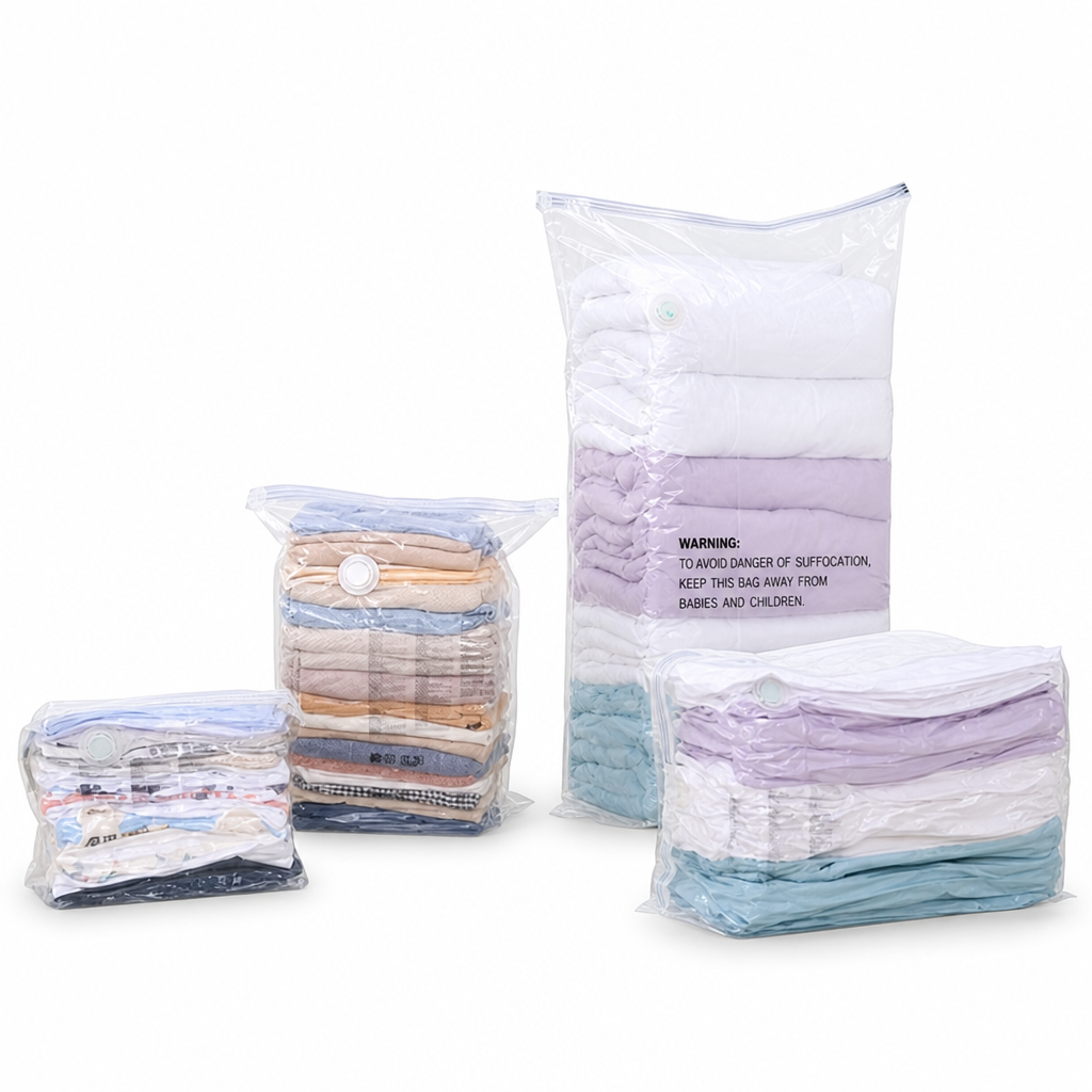 Vacuum Compression Storage Bags for Clothes PA and PE Space Saving Sealed Bags for Travel and Home Storage
