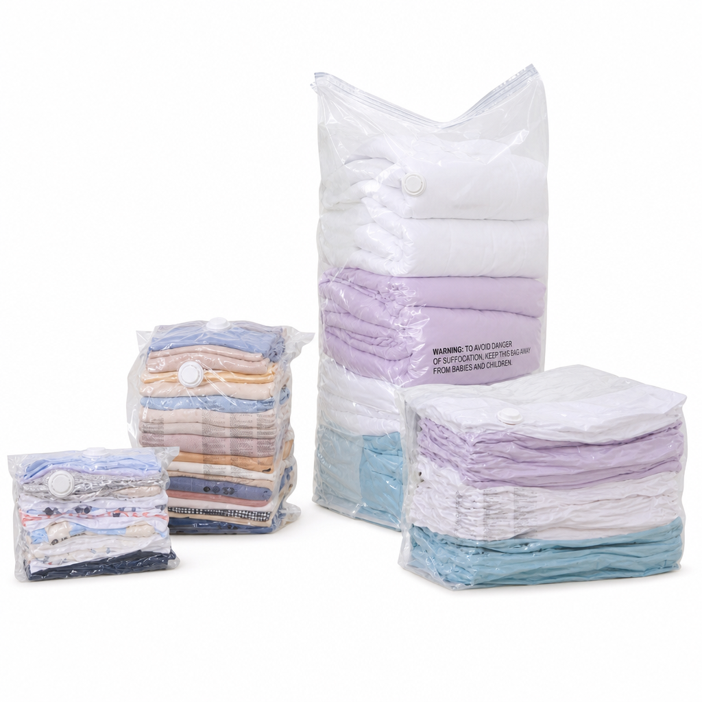 Vacuum Compression Storage Bags for Clothes PA and PE Space Saving Sealed Bags for Travel and Home Storage