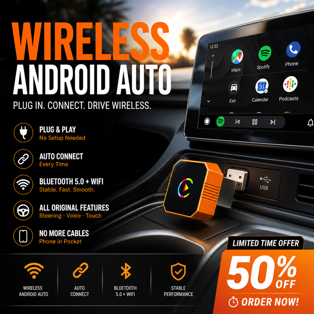 🚗 LIMITED-TIME 50% OFF! ✨ Wireless Android Auto Adapter – Plug & Play, Stable, Fast ✨