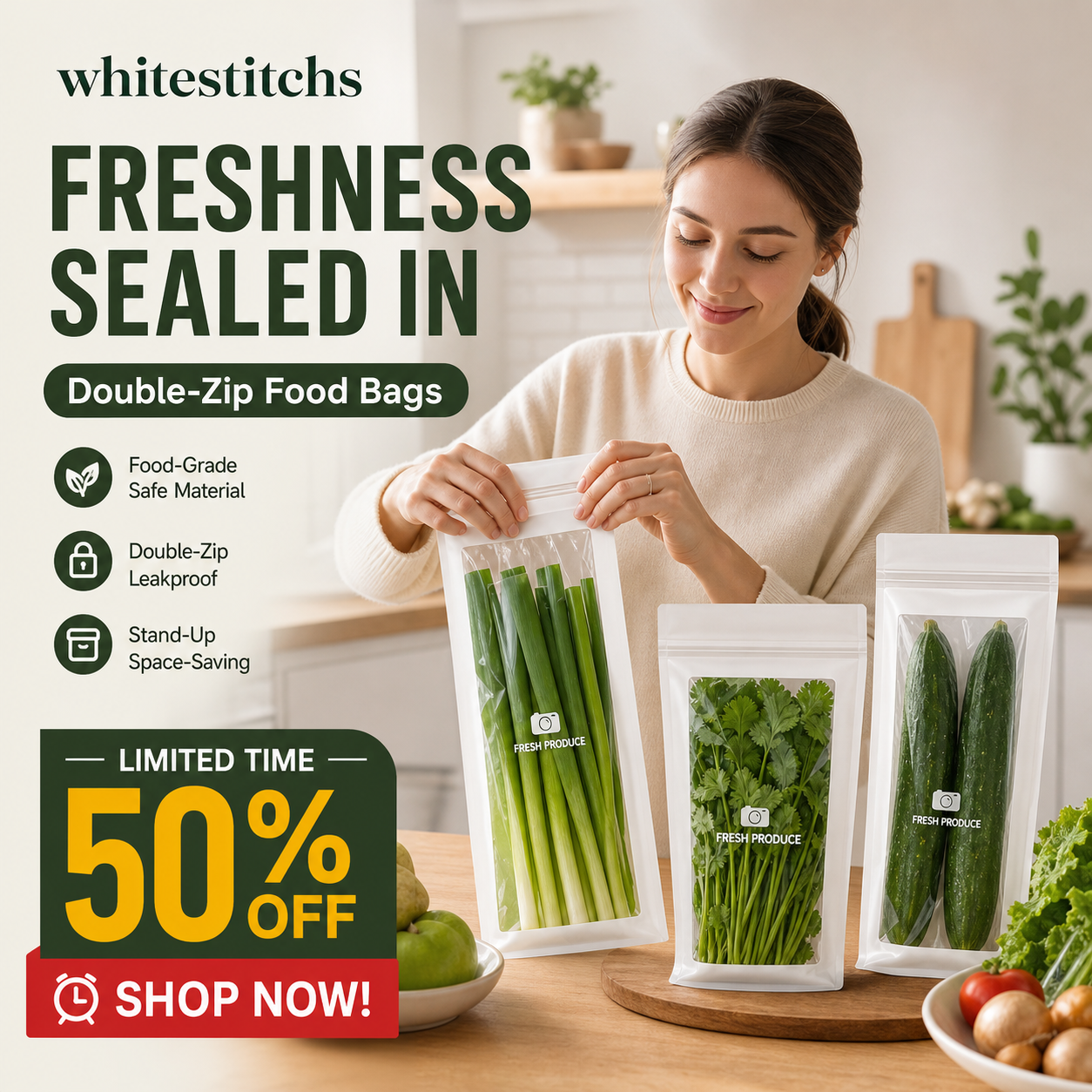 🔐 Members-Only Style Deal 💎Transparent Food-Grade Reinforced Double-Seal Bags