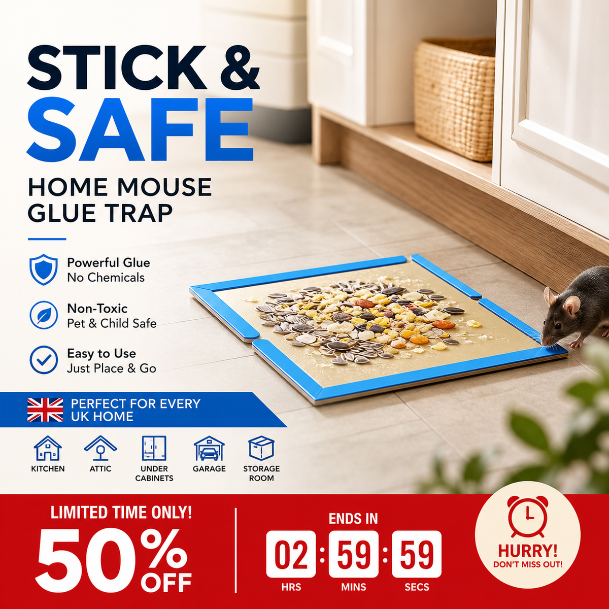 ⏳🔥LIMITED-TIME 50% OFF! ⏰Mouse Glue Trap Indoor Use for Home