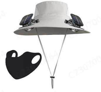 Men’s Sunscreen Fisherman Hat with 2 Detachable Solar Fans